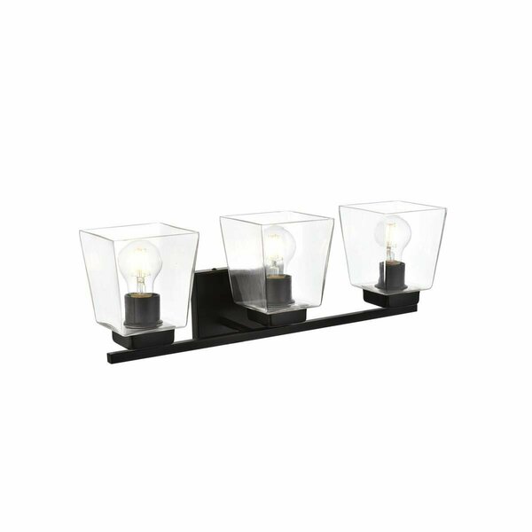 Cling 110 V Three Light Vanity Wall Lamp, Black CL3477916